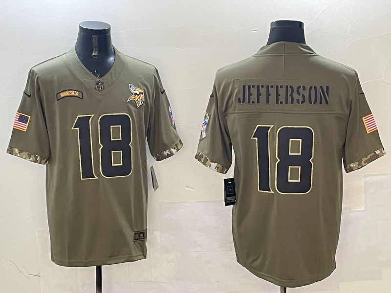 Men Minnesota Vikings #18 Jefferson Green Nike 2025 Salute to Service Limited NFL Jersey style 1